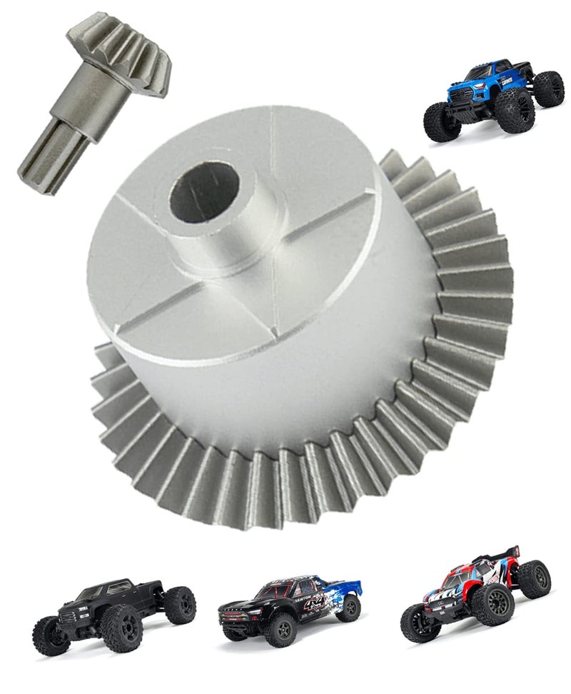 Rcarmumb Upgrades Part for 1/10 Arrma Granite/Senton/Vorteks/Big Rock 3S BLX,1/10 Outcast/Kraton 4S BLX 4X4,1/8 Vendetta/Typhon 3s blx,Steel 37T Main Gear & Differential Case & Input Gear 13T,Silver - Image 1